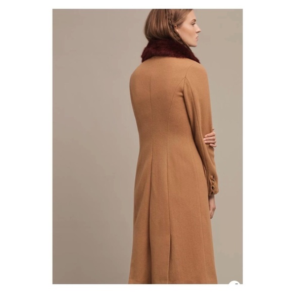 NWT CARTONNIER Anthropologie Sienna Collared Wool Blend Beige Long Coat Medium - Picture 10 of 16